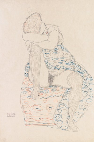 Seated Figure with Gathered up Skirt by Gustav Klimt